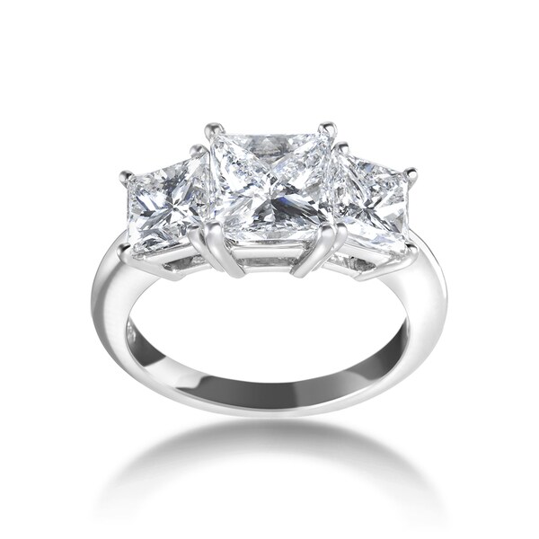 SummerRose Platinum 4ct TDW Certified 3-stone Diamond Engagement Ring - White