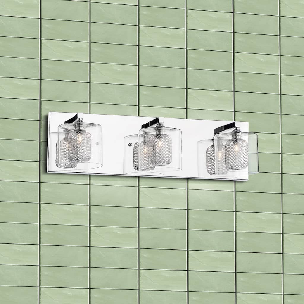 Leticia 3-light Chrome Wall Sconce with Glass and Aluminium Shade