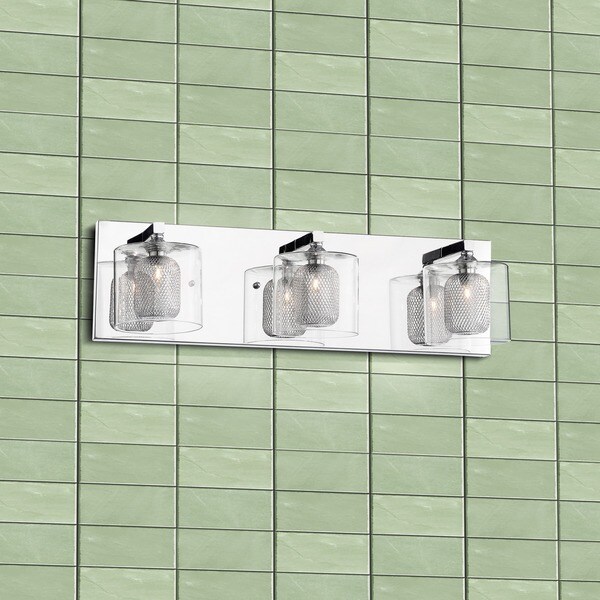 Leticia 3-light Chrome Wall Sconce with Glass and Aluminium Shade. Opens flyout.