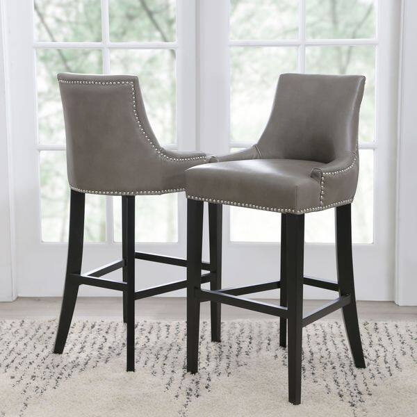 Nailhead Bar Stool Leather - Stools