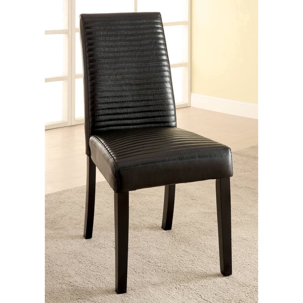 Furniture of America Rosanna Ribbed Faux Leather Dining Chair (Set of 2)