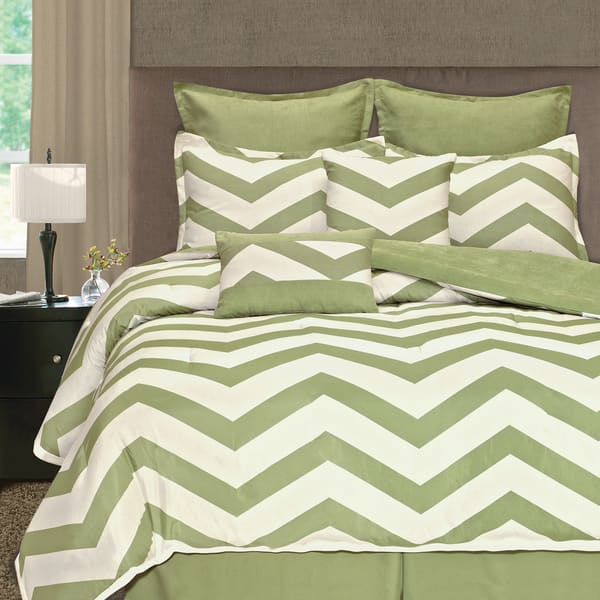 Shop Light Lime Zigzag 8 Piece Comforter Set Free Shipping Today