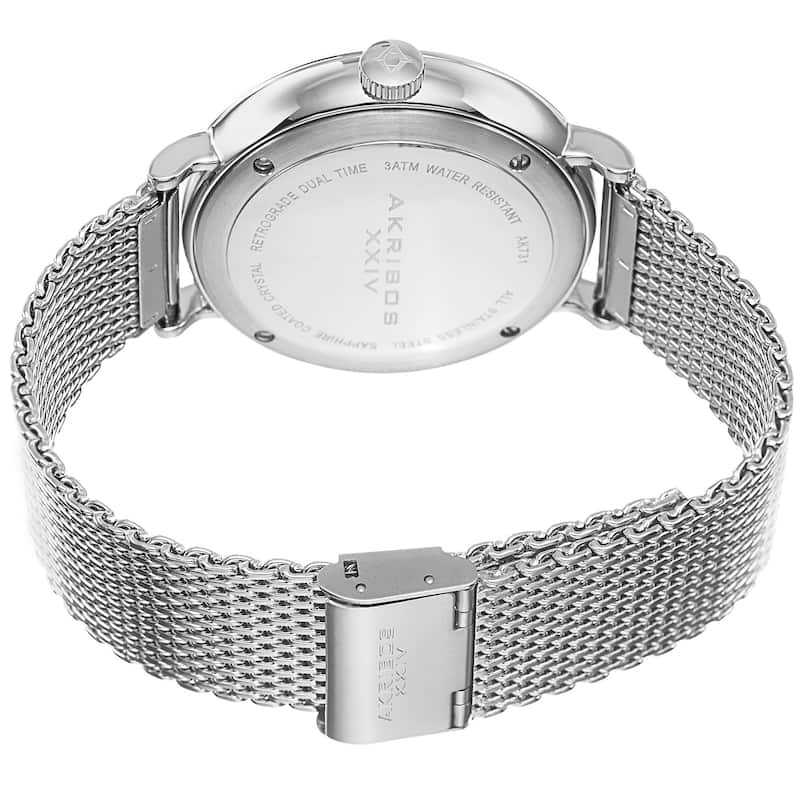 Akribos XXIV Men's Quartz GMT & Date Stainless Steel Silver-Tone Strap Watch