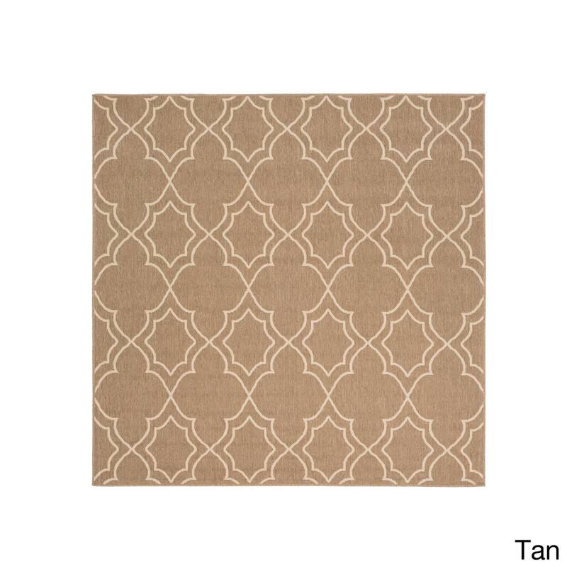 Livabliss Natasha Indoor/ Outdoor Transitional Trellis Area Rug - 8'9" Square - Tan