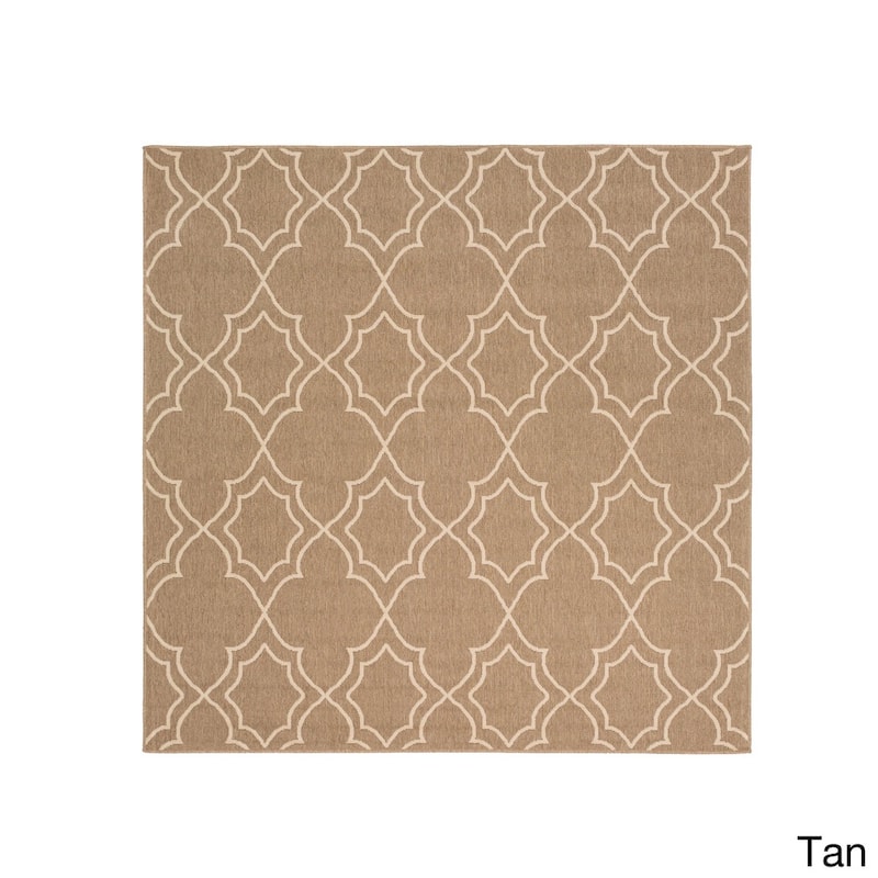 Livabliss Natasha Indoor/ Outdoor Transitional Trellis Area Rug - 8'9" Square - Tan