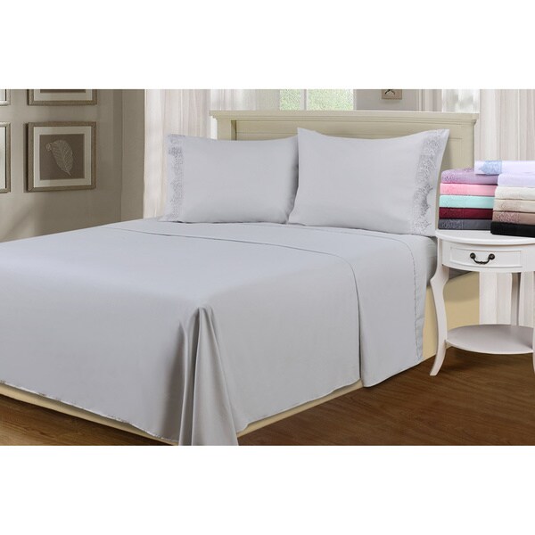 Superior Wrinkle Resistant Embroidered Microfiber Deep Pocket Sheet Set