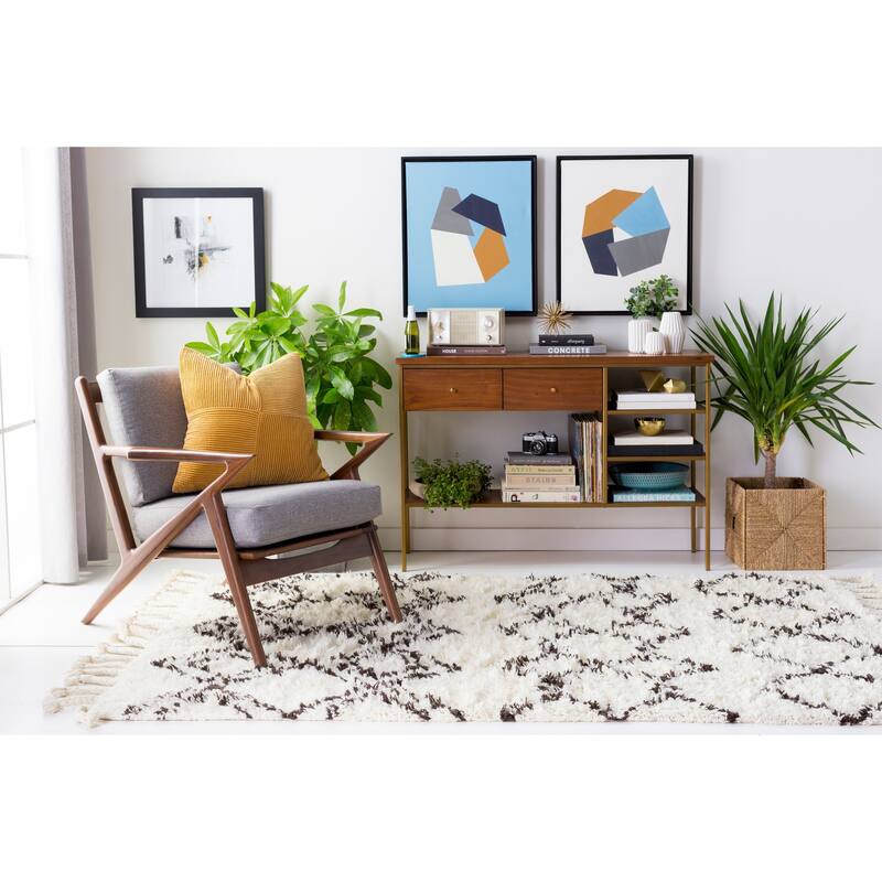 Hand-Woven Erika Geometric Wool Area Rug - 2' x 3' - 2' x 3'