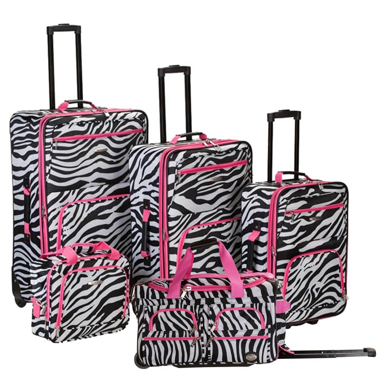 Rockland Zebra 5-piece Expandable Rolling Upright Luggage Set