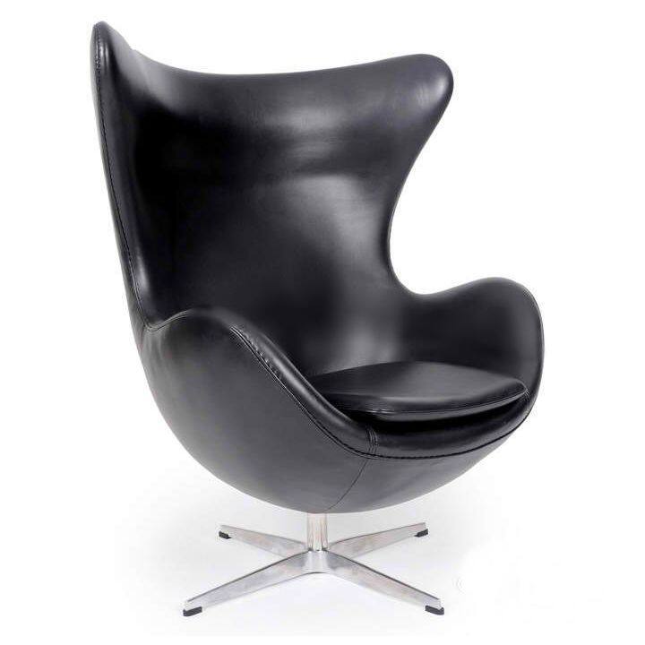 Genuine Leather Black Egg Chair
