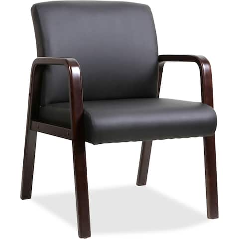 Lorell Wood with Black Leather Upholstry Guest Chair