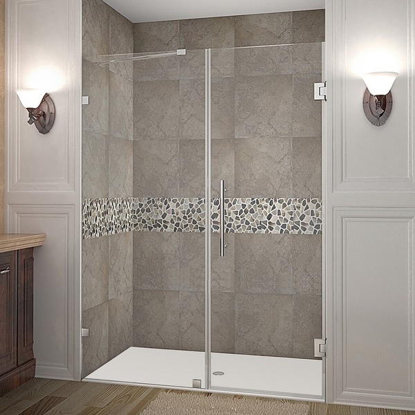 Aston Nautis 58-in x 72-in Completely Frameless Hinged Alcove Shower Door in Chrome