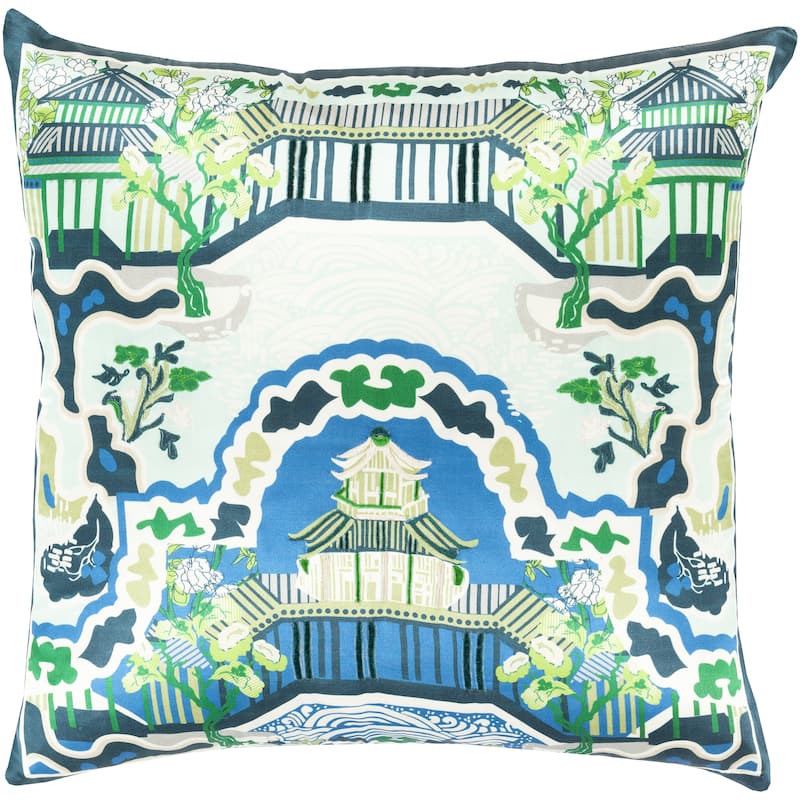 Decorative Campbell 22-inch Poly or Feather Down Filled Throw Pillow - Down - Green