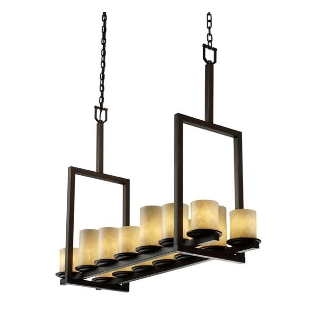 Justice Design Clouds Dakota 14-light Dark Bronze Chandelier, Clouds Cylinder - Flat Rim Shade - Dark Bronze
