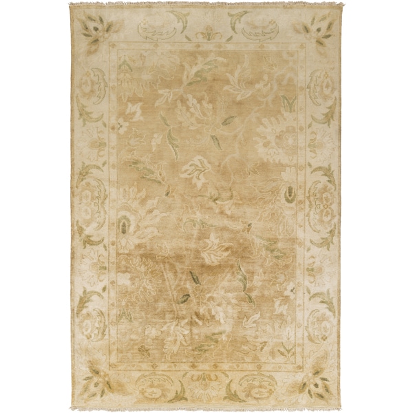 Hand-Knotted Lawrence Border New Zealand Wool Area Rug - 3'6" x 5'6"