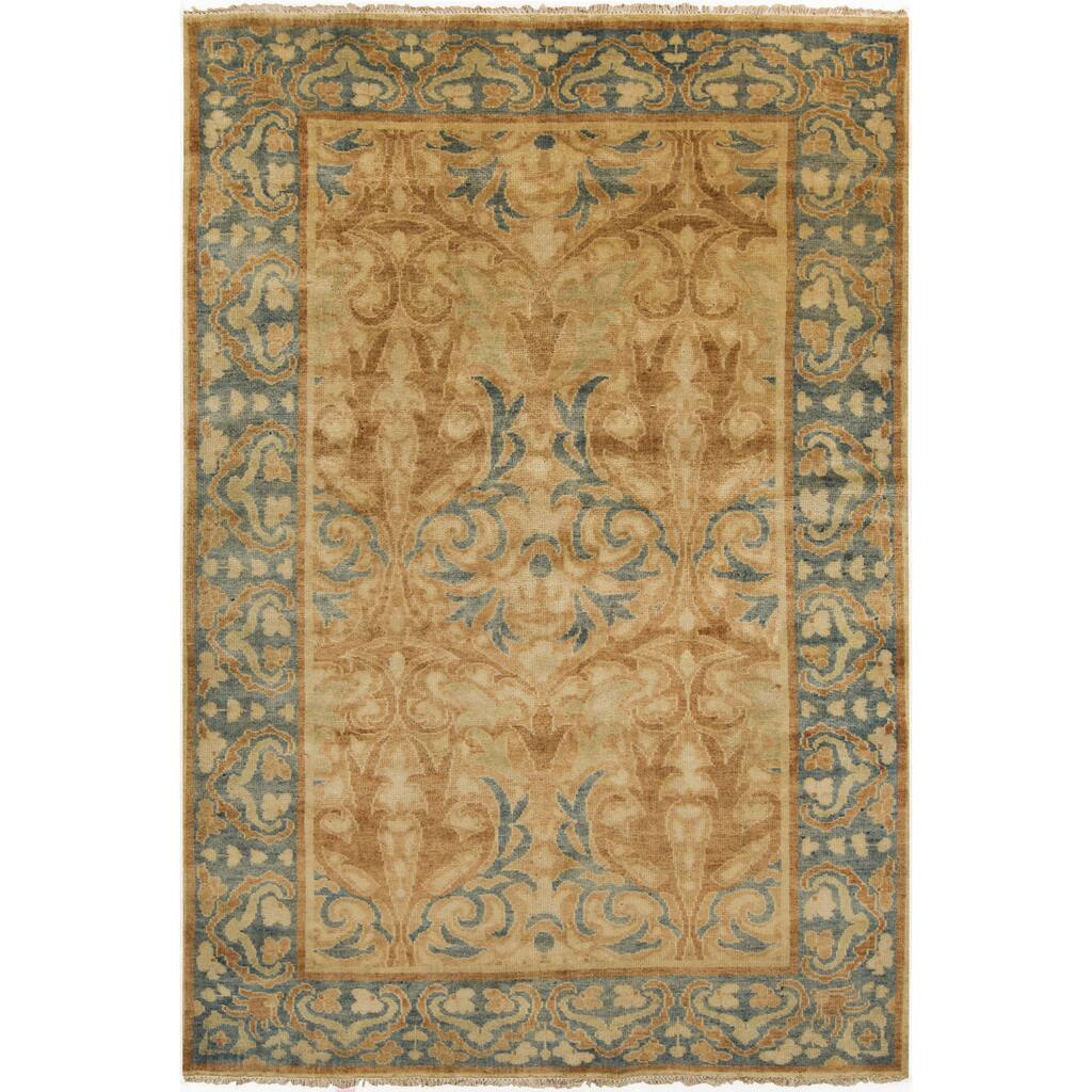 Hand-Knotted Ramona Border New Zealand Wool Area Rug - 9' x 13'