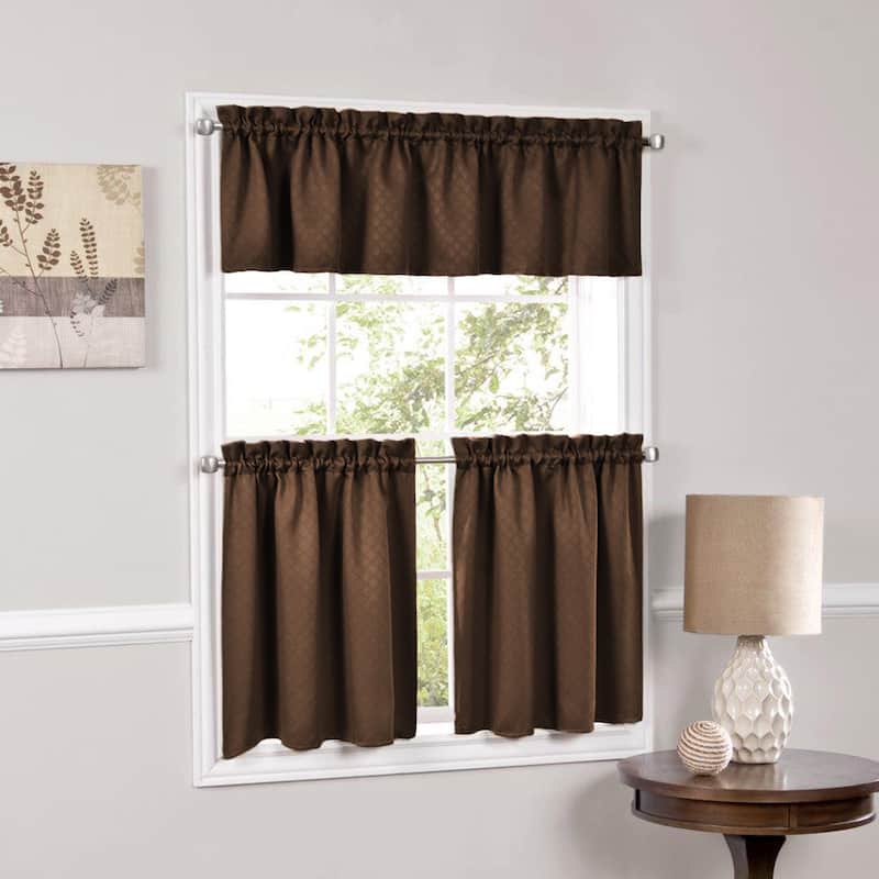 Facets Blackout Insulated Kitchen Curtain Parts- Tiers and Valances (Assorted Colors)