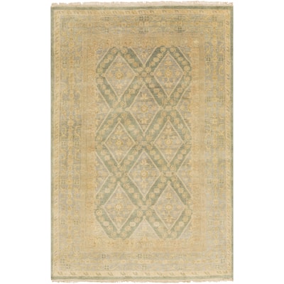 Hand-Knotted Colin Border New Zealand Wool Area Rug - 5'6" x 8'6" - 5'6" x 8'6"