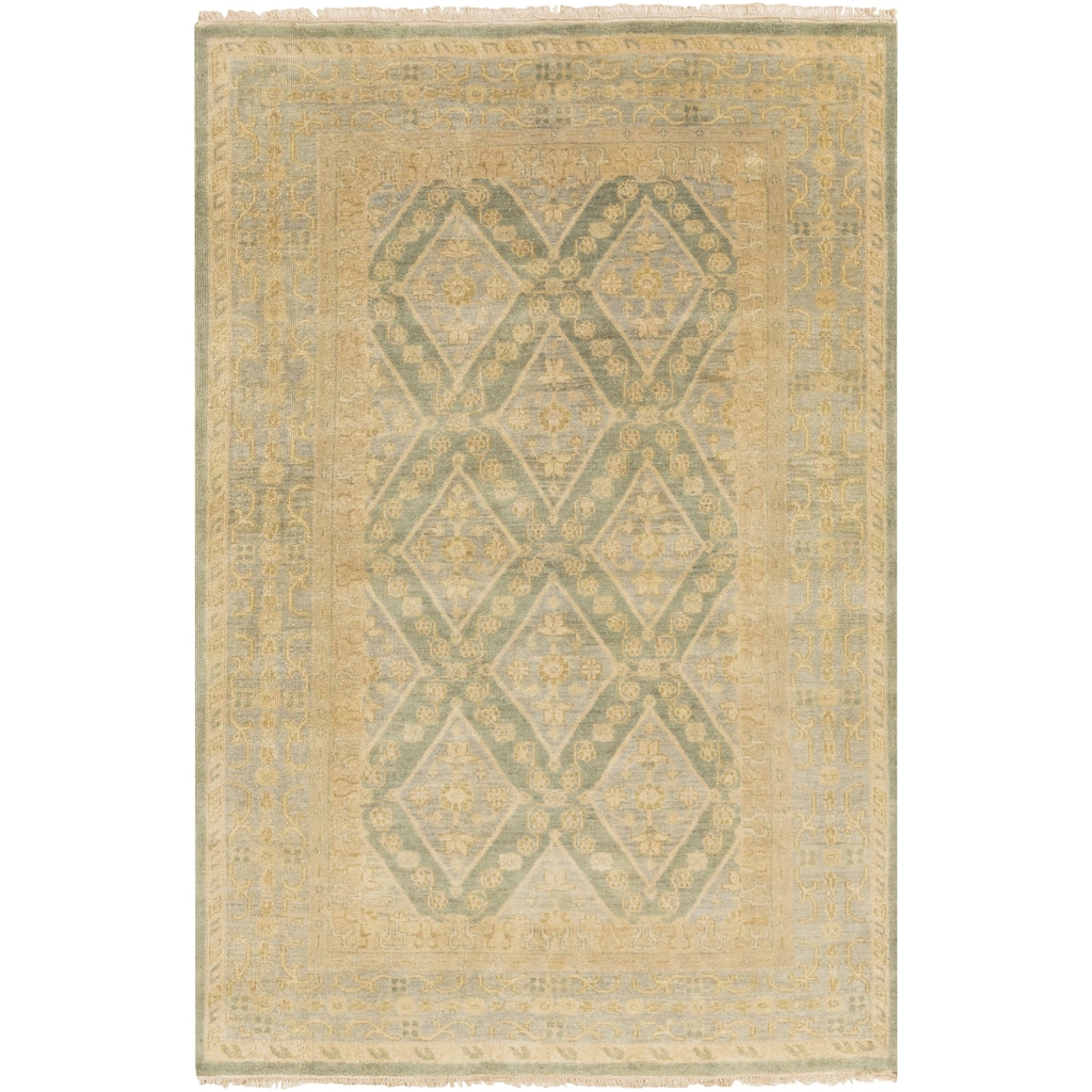 Hand-Knotted Colin Border New Zealand Wool Area Rug - 5'6" x 8'6" - 5'6" x 8'6"