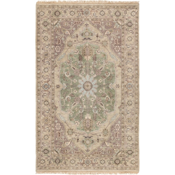 Hand-Knotted Demi Border New Zealand Wool Area Rug - 9' x 13'