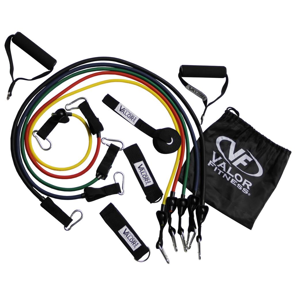 Valor Fitness ED-18 5 Band Conditioning Set – with Handles, Ankle Straps, Door Anchor and Storage Bag