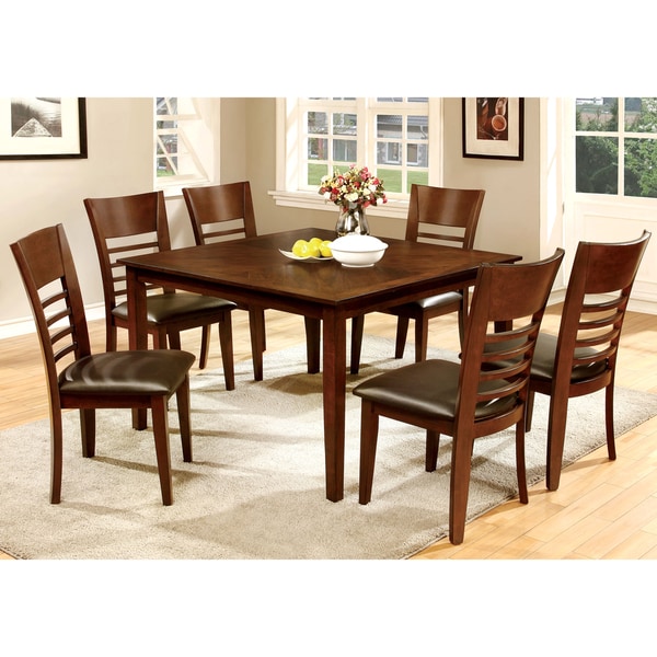 Furniture of America Leonard III 7-piece Brown Cherry Dining Set - Free ...