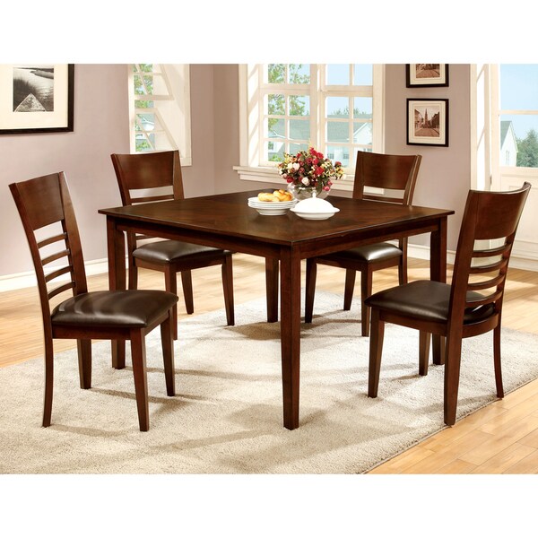 Furniture of America Lons Transitional Brown 5-piece Dining Set