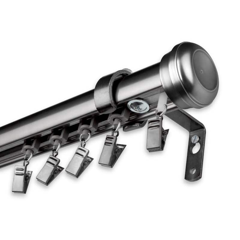 InStyleDesign Edison Cordless Traverse Rod - 28 to 48 inches - Pewter