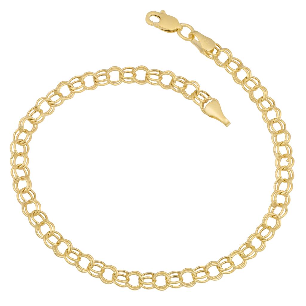 Fremada 14k Gold Hollow Link Charm Bracelet