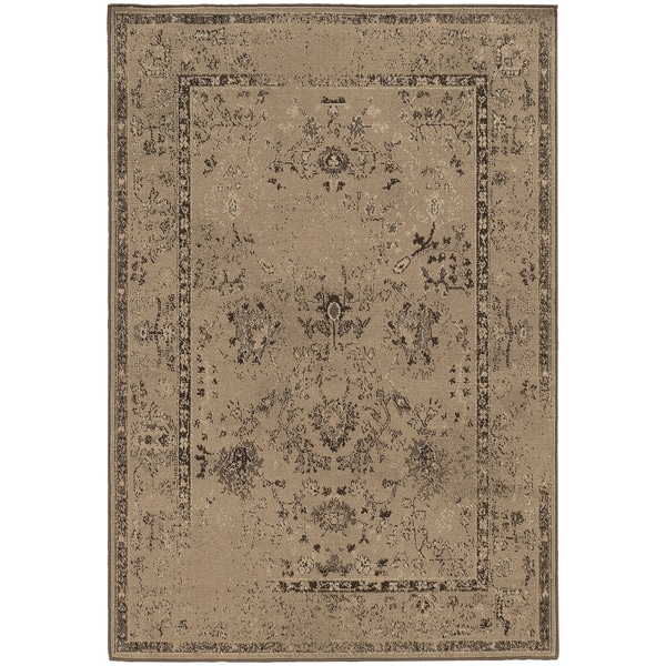 Eroded Traditional Tan/ Brown Rug (3'10 x 5'5) - 3'10" x 5'5"