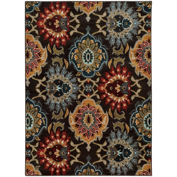 Bold Floral Charcoal/ Multi Rug (3'10 x 5'5) - 3'10" x 5'5"