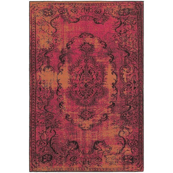 Shop Traditional Distressed Overdyed Oriental Pink/ Yellow Rug 3'10 x