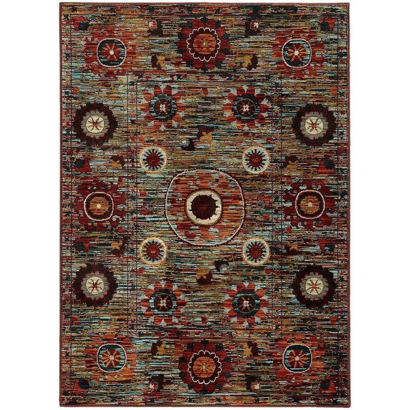 Style Haven Sierra Primative Floral Medallion Area Rug