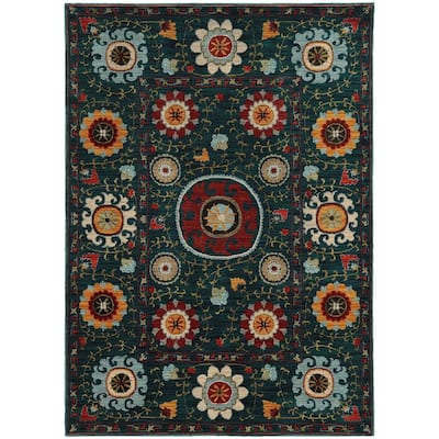 Style Haven Sierra Primative Floral Medallion Area Rug