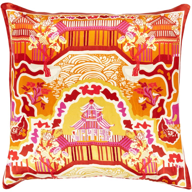 Decorative Campbell 20-inch Feather Down or Poly Filled Throw Pillow - Down - Orange