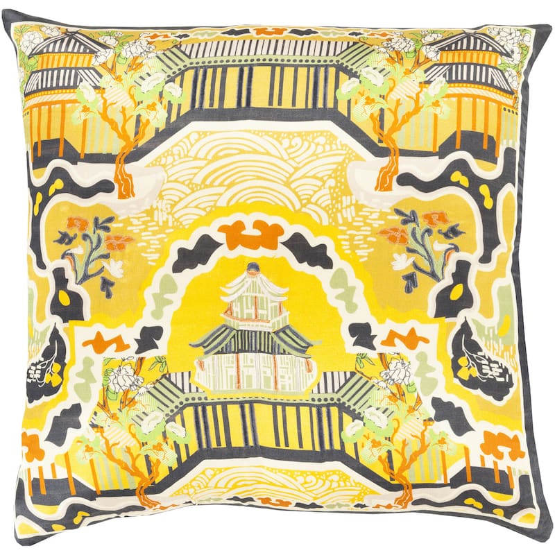 Decorative Campbell 20-inch Feather Down or Poly Filled Throw Pillow - Down - Yellow