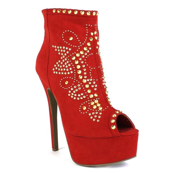 Fahrenheit Women's 'Erin-03' Embellished Peep-Toe Ankle Heel Booties
