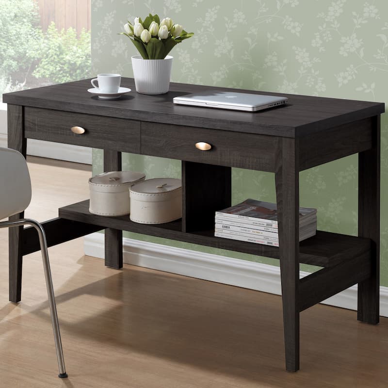 Folio 2-Drawer Small Desk with Shelves