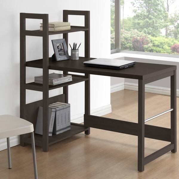 CorLiving Folio Black Espresso Bookshelf Styled Desk Overstock 9940900