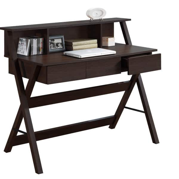 Shop Corliving Folio Three Drawer Desk With Low Profile Hutch