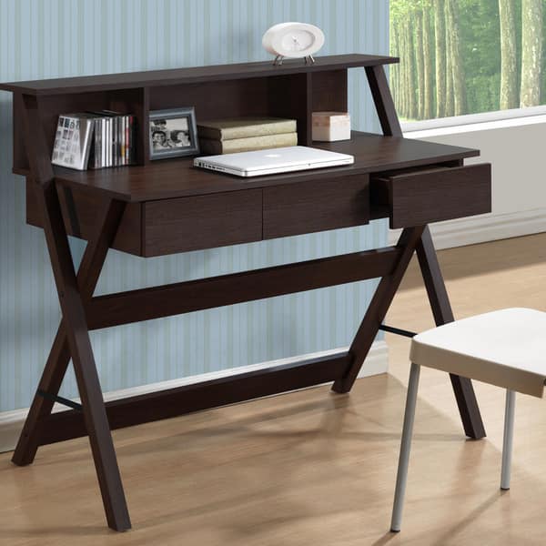 Shop Corliving Folio Three Drawer Desk With Low Profile Hutch