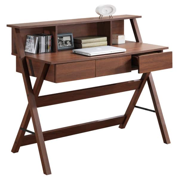 Shop Corliving Folio Three Drawer Desk With Low Profile Hutch