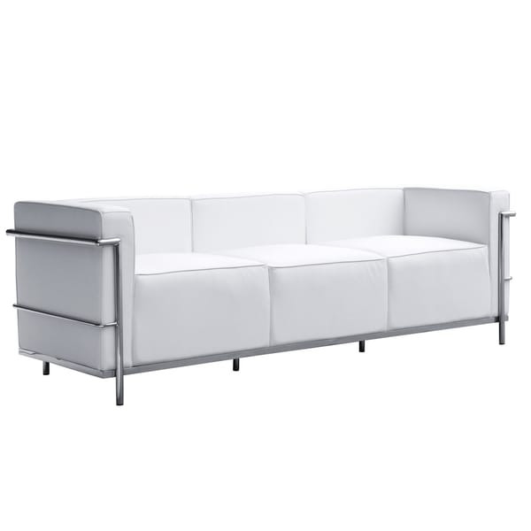 Baxton Studio Darrow Cream Modern Leather Sofa