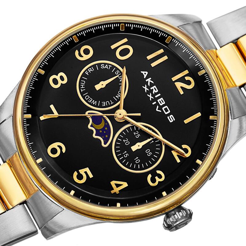 Akribos XXIV Men's Swiss Quartz Multifunction Stainless Steel Two-Tone Bracelet Watch