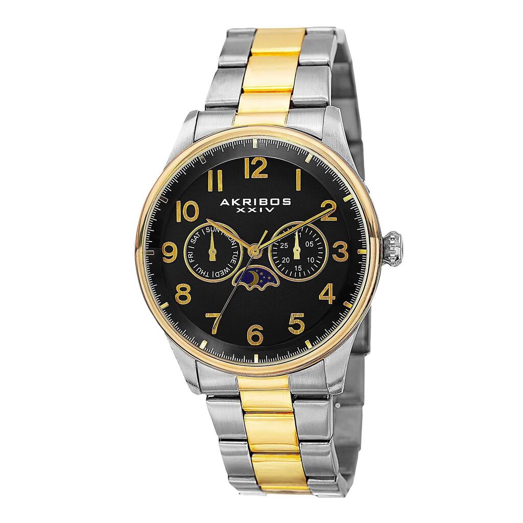 Akribos XXIV Men's Swiss Quartz Multifunction Stainless Steel Two-Tone Bracelet Watch
