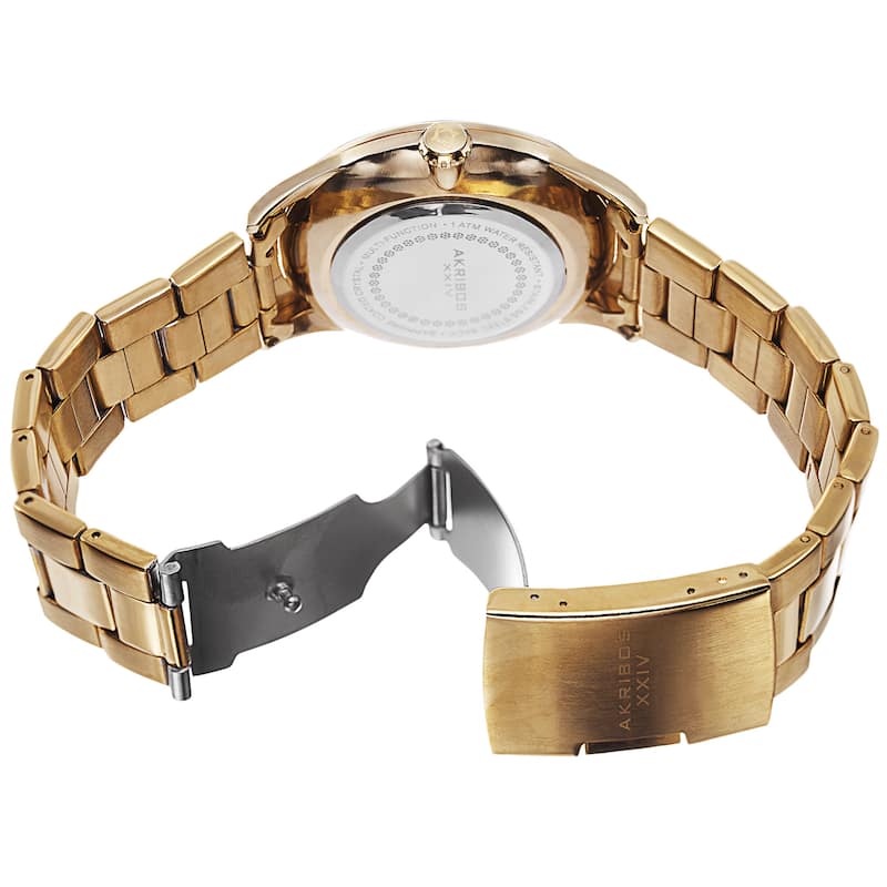 Akribos XXIV Men's Quartz Stainless Steel Gold-Tone Bracelet Watch