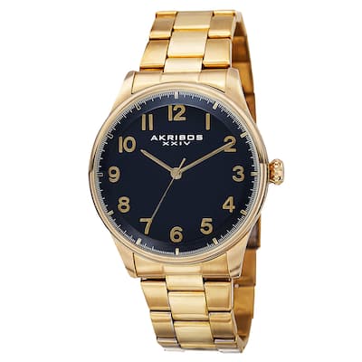Akribos XXIV Men's Quartz Stainless Steel Gold-Tone Bracelet Watch