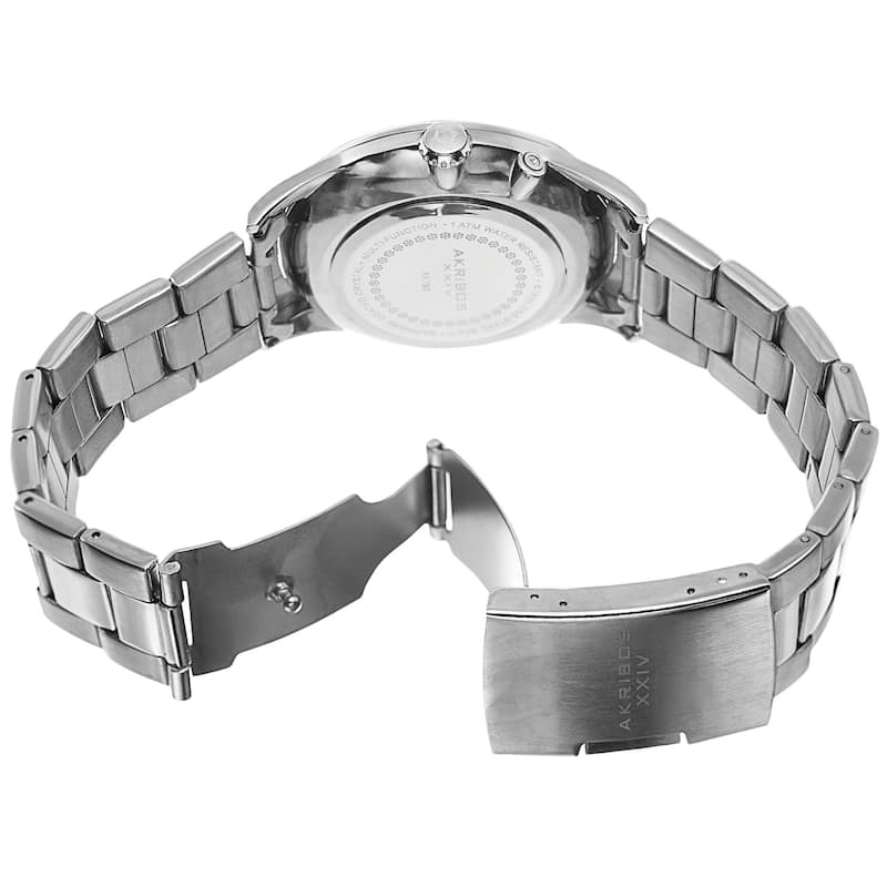 Akribos XXIV Men's Swiss Quartz Multifunction Stainless Steel Silver-Tone Bracelet Watch
