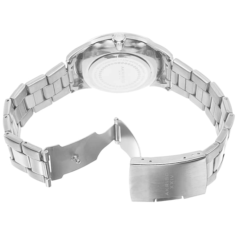 Akribos XXIV Men's Quartz Stainless Steel Silver-Tone Bracelet Watch