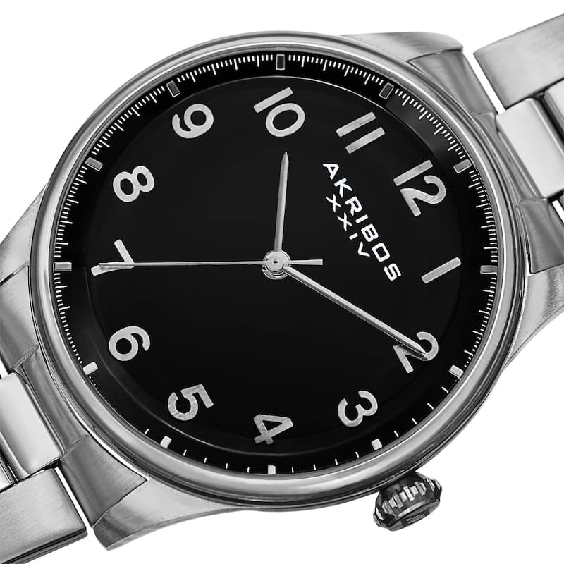Akribos XXIV Men's Quartz Stainless Steel Silver-Tone Bracelet Watch