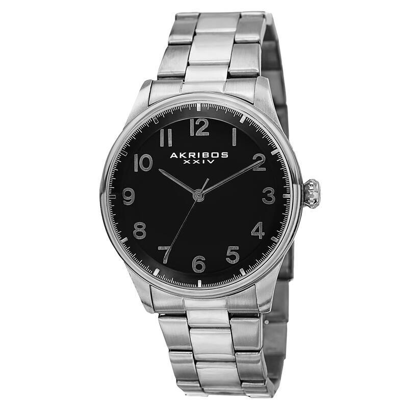 Akribos XXIV Men's Quartz Stainless Steel Silver-Tone Bracelet Watch